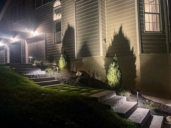 Residential hardscape creation with under deck and subsurface drainage renovation, landscape creation and low voltage lighting addition project in Jamison, PA